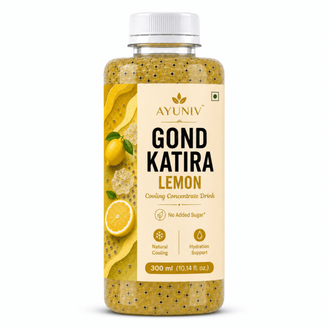 AYUNIV Gond Katira Lemon Cooling Concentrate Drink 300ML | Traditional Gond Katira with Refreshing Lemon Flavour | Ready-to-Drink Concentrate | Hydration Support | No Added Sugar | Premium Wellness Beverage